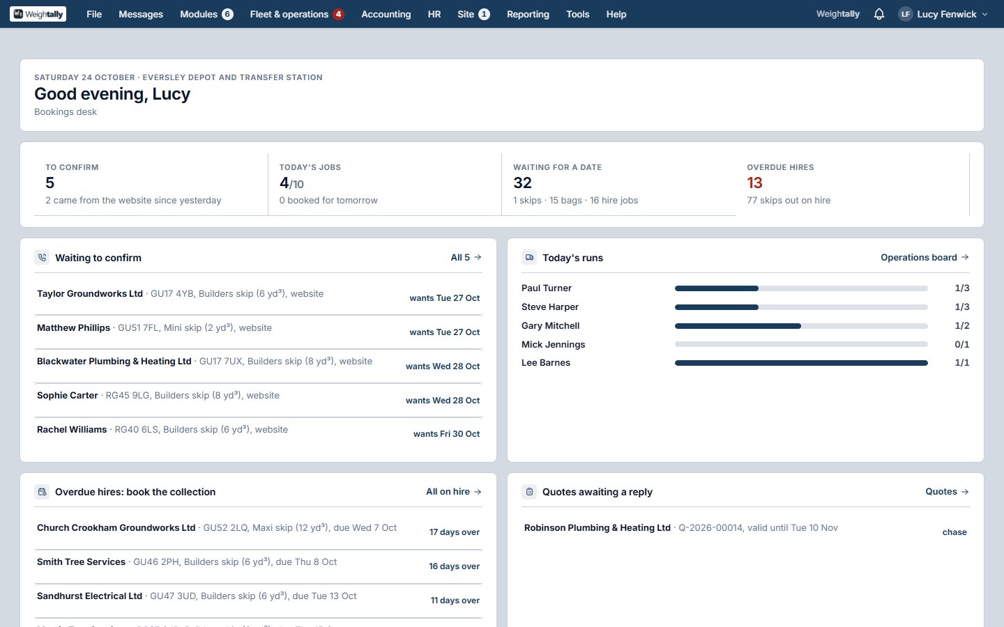 A desk's home page: the bookings desk
